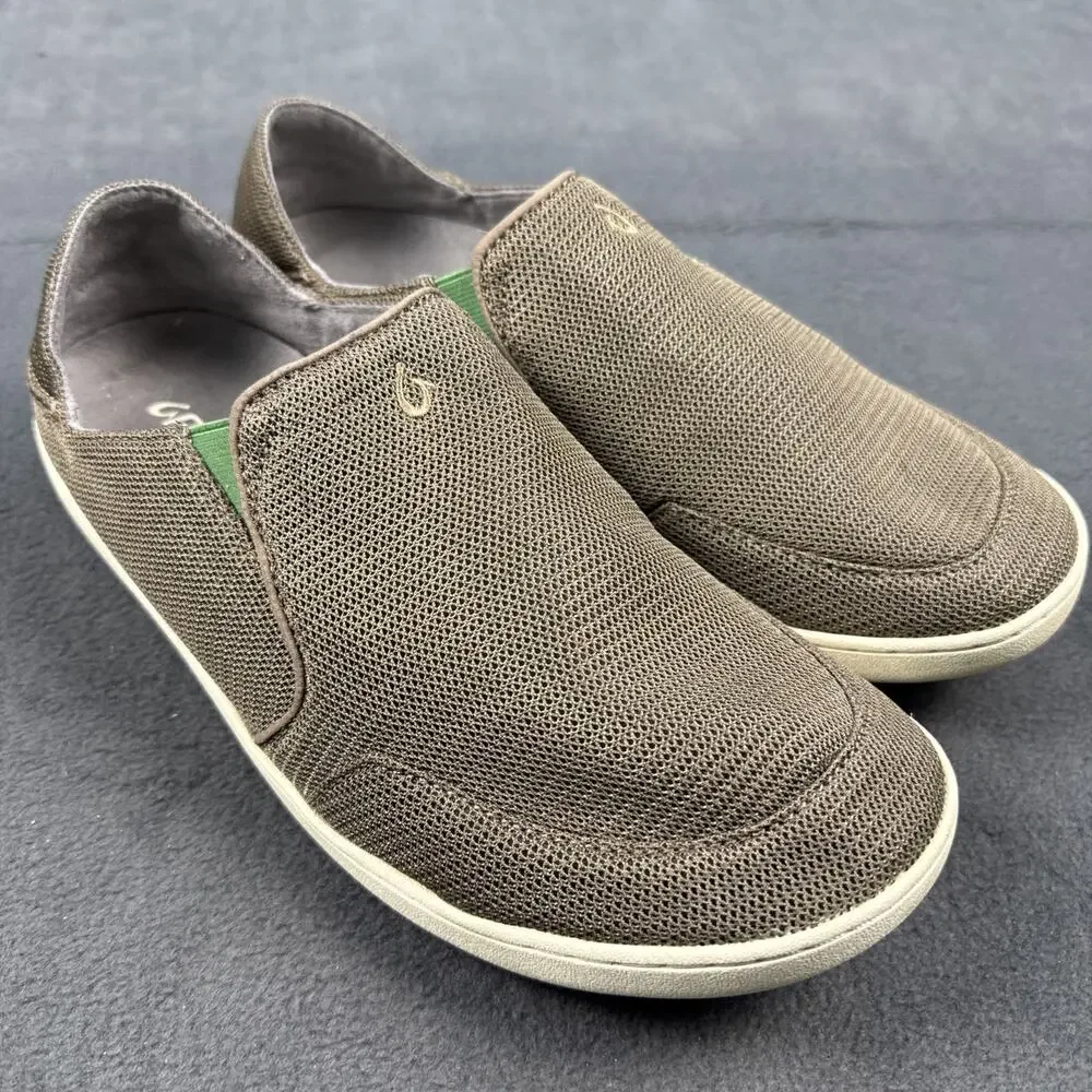 OLUKAI Nohea Mesh Men's 11.5 Slip On Sneakers Lightweight Brown Excellent